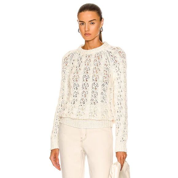 Nili Lotan Ivory Open Cable Knit Pullover Sweater Size Large NWT - Picture 1 of 6